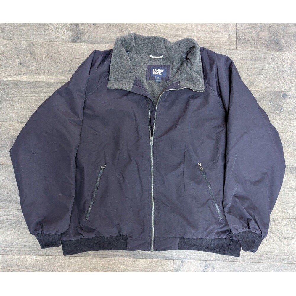 Lands’ End Men’s Jacket XXL 50–52 Fleece Lined Full Zip Blue